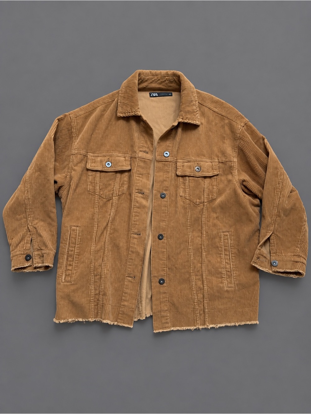 Zara Women’s Corduroy Overshirt Jacket in Tan Brown